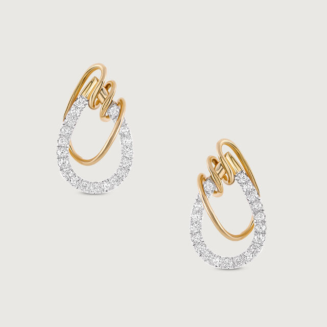 Artistic Flow Gold & Diamond Stud Earrings,,hi-res image number null