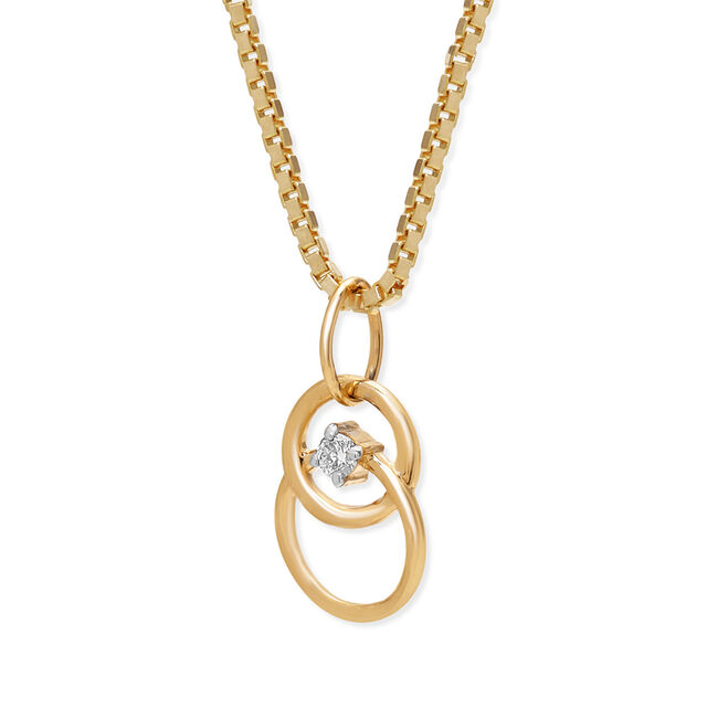 14KT Yellow Gold Sleek Circles Diamond Pendant,,hi-res image number null