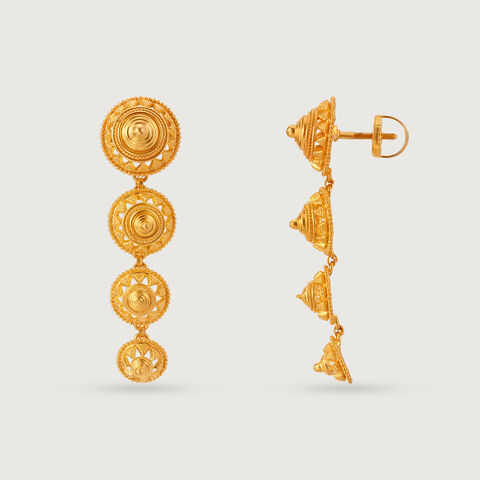 Enchanting Warli 22KT Gold Drop Earrings