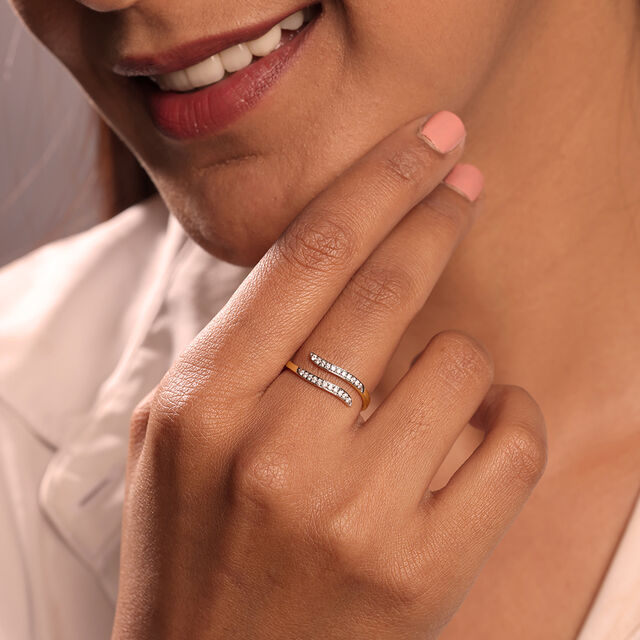 Golden Coiled 14 Kt Gold & Diamond Ring,,hi-res image number null