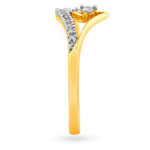 Romantic 18 Karat Yellow Gold And Diamond Heart Finger Ring