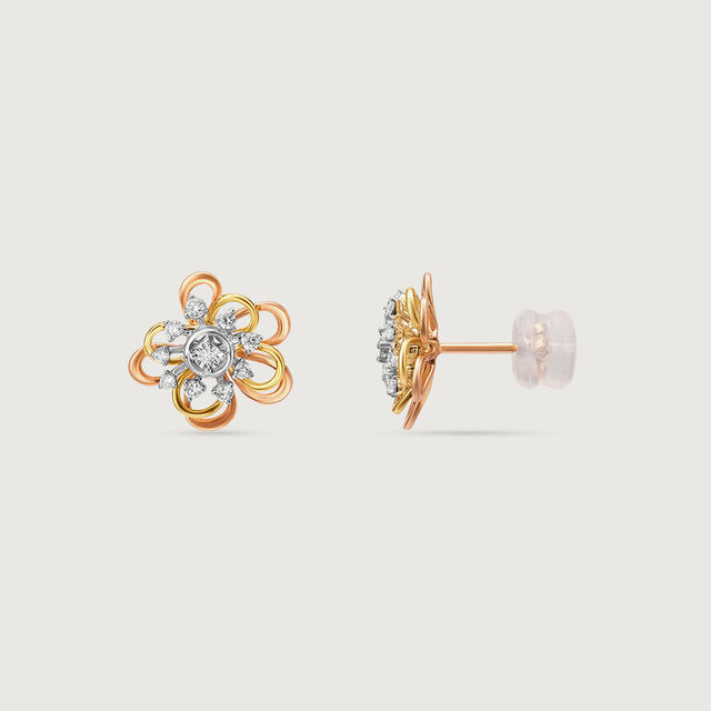 Forget Me Not Floral Diamond Stud Earrings,,hi-res image number null