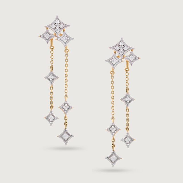 Starlit Cascade Gold & Diamond Drop Earrings,,hi-res image number null