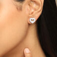 Glowing Heart Silver Stud Earrings,,hi-res view 2
