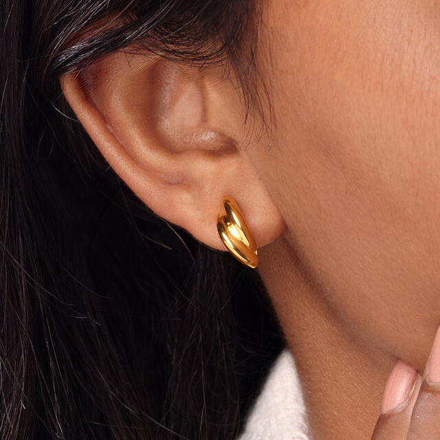 22KT Yellow Gold Sharp Stylish Stud Earrings,,hi-res image number null