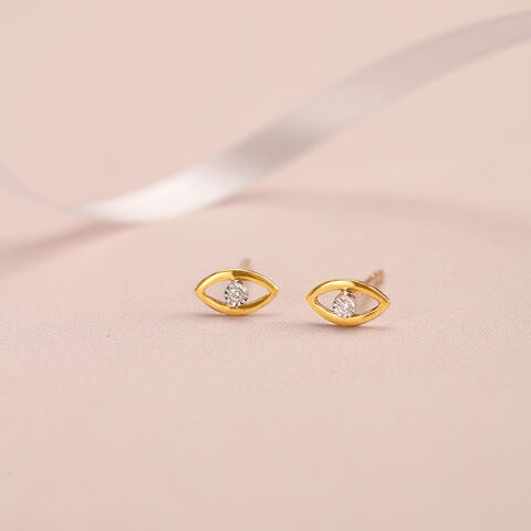 Shimmering Eye 14 Kt Gold and Diamond Stud Earrings