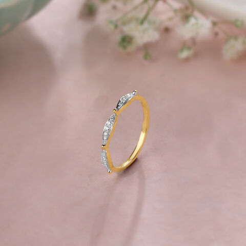Mystic Curvature 14KT Gold & Diamond Finger Ring