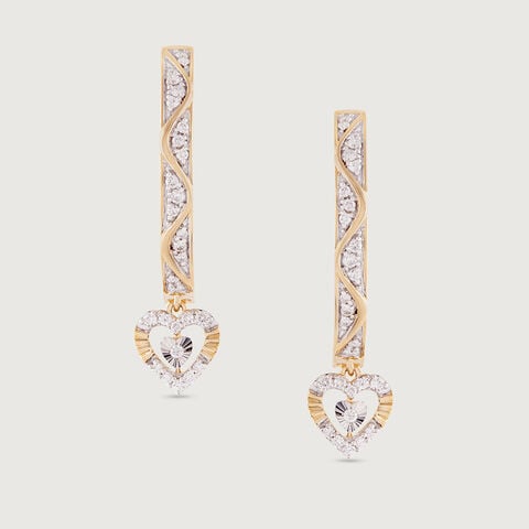 Glowing Heart Gold & Diamond Hoop Earrings