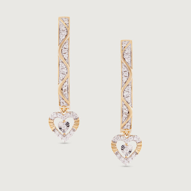 Glowing Heart Gold & Diamond Hoop Earrings,,hi-res image number null