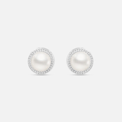 Luxe Pearl Silver Stud Earrings