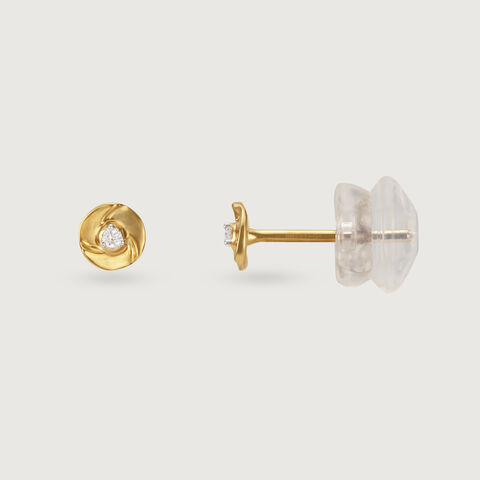 Shimmering Twist 14 Kt Gold and Diamond Stud Earrings