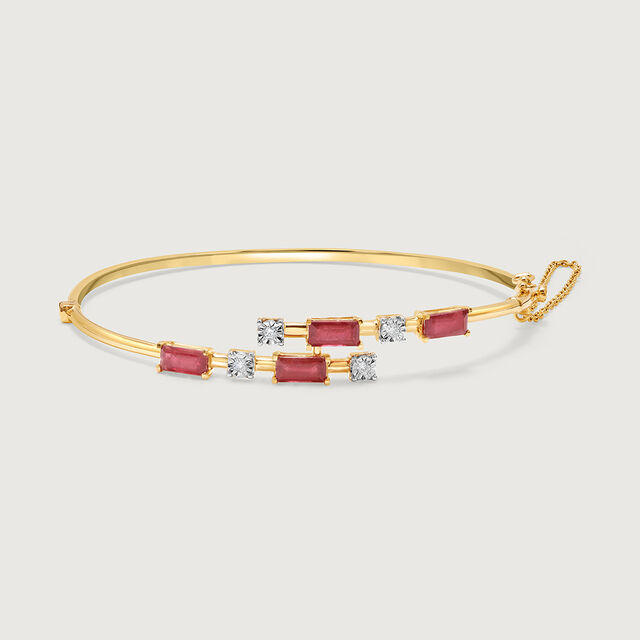 Sparkling Baguettes 14KT Ruby & Diamond Bangle,,hi-res image number null
