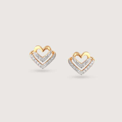 Dazzling Heartbeat Diamond Stud Earrings