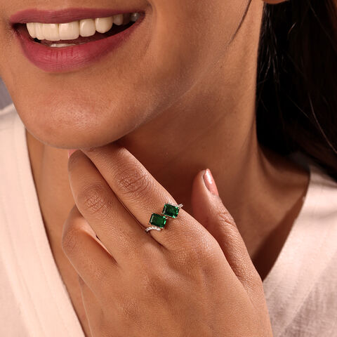 Radiant Envy 14KT Emerald & Diamond Ring