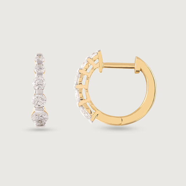 Radiant Shimmer Gold & Diamond Hoop Earrings,,hi-res image number null