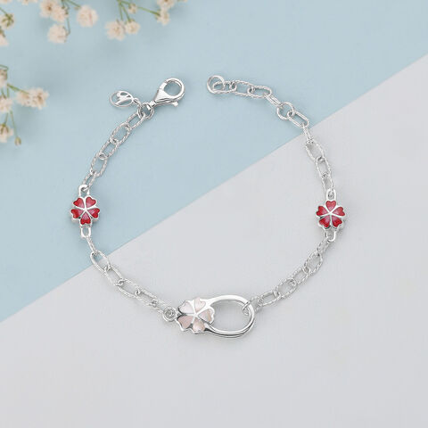 Mother of Pearl Floral Silver Bracelets