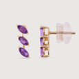 Twilight Spark Amethyst & Gold Marquise Stud Earrings,,hi-res view 4