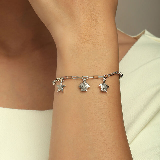Ocean Charm Silver Bracelet,,hi-res image number null