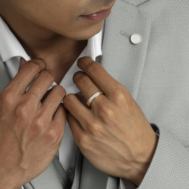 Bold Chevrons Gold & Diamond Finger Ring for Men,,hi-res image number null