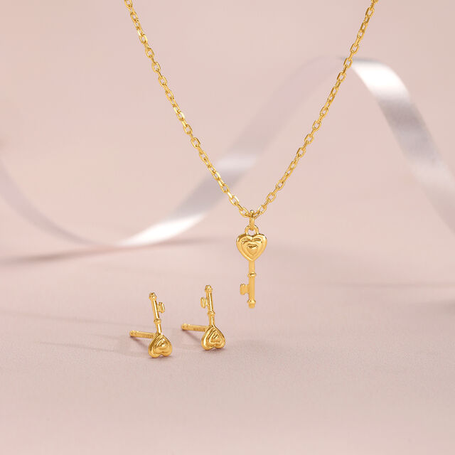 Love Key 14 Kt Gold Necklace Set,,hi-res image number null