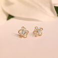Forget Me Not Floral Diamond Stud Earrings,,hi-res view 1