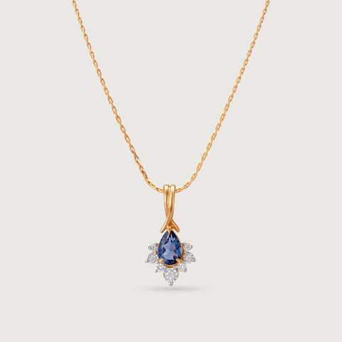 Sparkly Blue Diamond & Gold Pendant