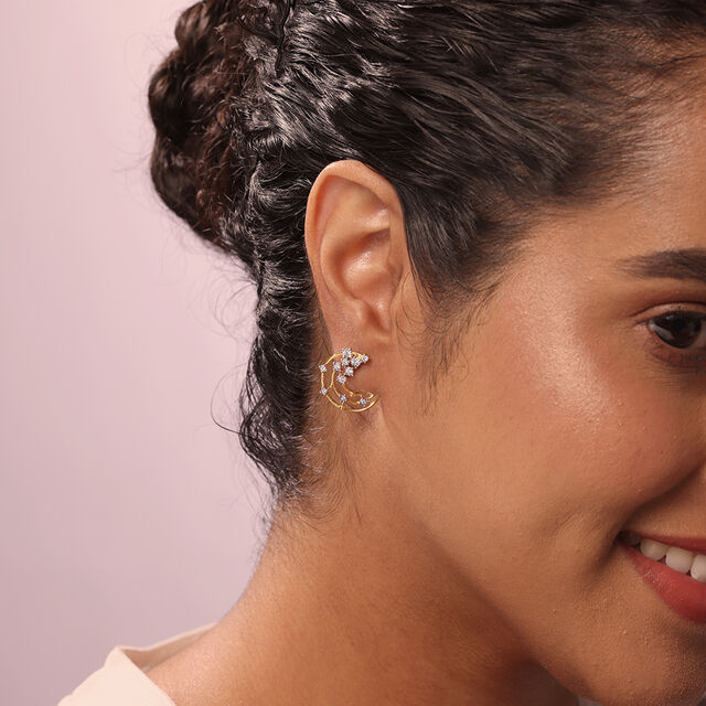 Aqua Aura 14 Kt Gold & Diamond Hoop Earrings,,hi-res image number null