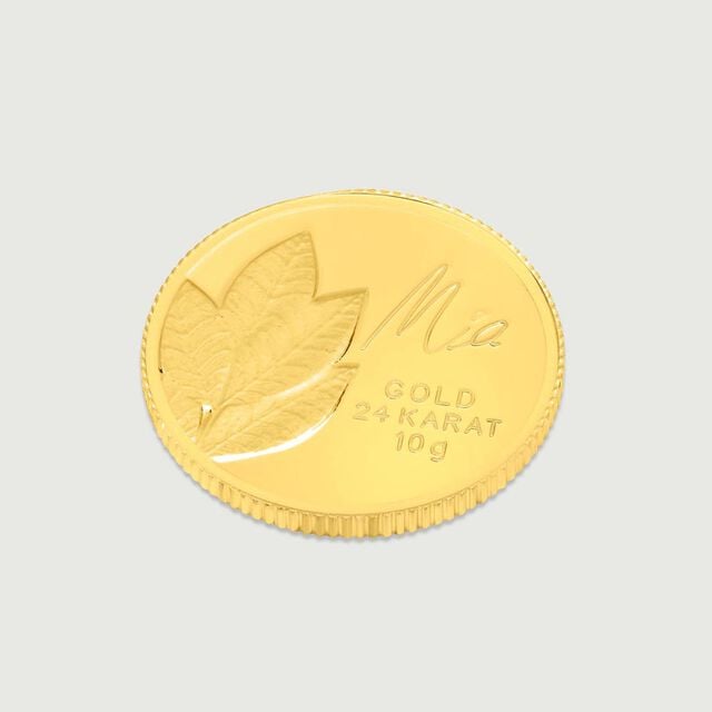 10 GM 24 Karat Mango Leaf Gold Coin,,hi-res image number null
