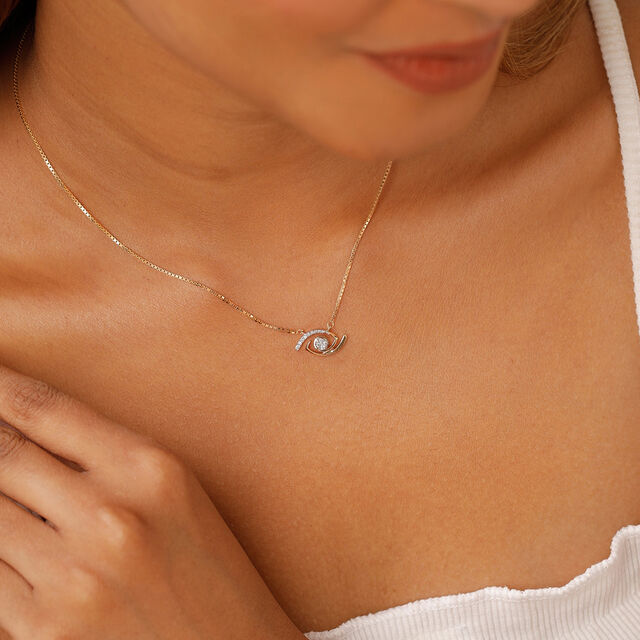 14KT Yellow Gold Geometric Evil Eye Necklace With Diamonds,,hi-res image number null