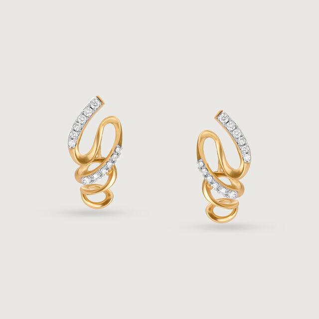Swirling Breeze 14 Kt Gold & Diamond Stud Earrings,,hi-res image number null
