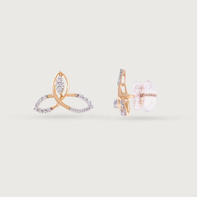 Loop Elegance Gold & Diamond Stud Earrings,,hi-res image number null