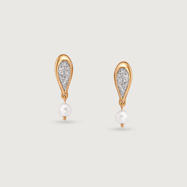 Glimmering Teardrop Gold & Diamond Drop Earrings,,hi-res image number null