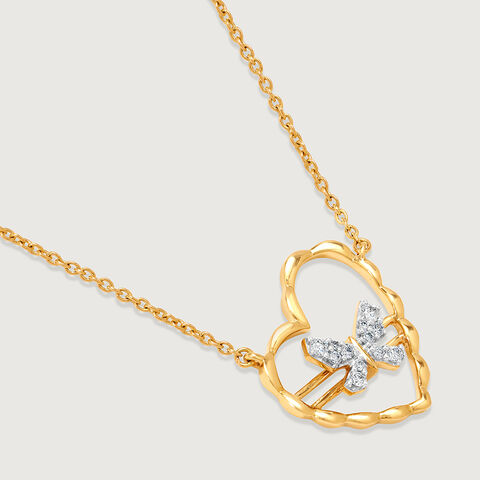 Winged Melody 14KT Gold  & Diamond Pendant with Chain