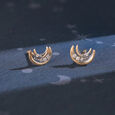 Moonlight Serenade 14KT Crescent Moon Diamond Stud Earring,,hi-res view 1