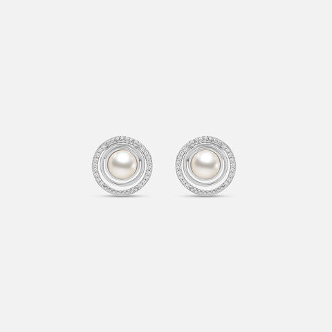 Chic Pearl Stud Silver Earrings