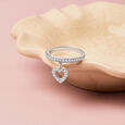 Icy Heart Silver Finger Ring,,hi-res view 1