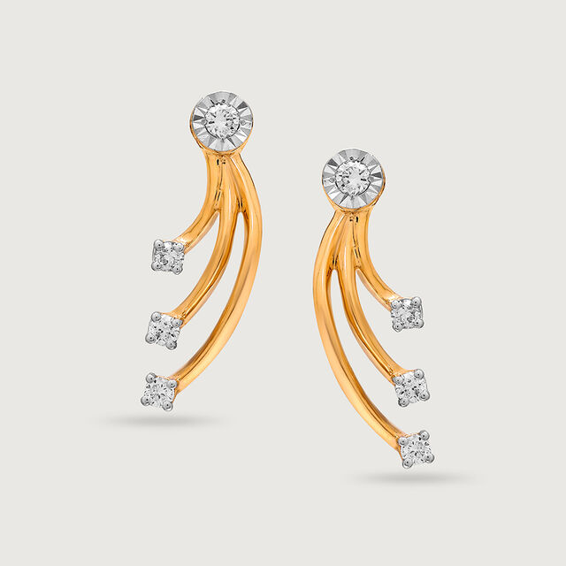 Cosmic Glam 14 Kt Gold and Diamond Stud Earrings,,hi-res image number null