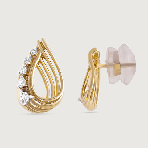 Basketry Flow Gold and Diamond Stud Earrings