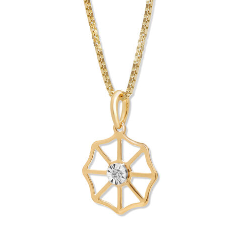 14KT Yellow and White Gold Unique Abstract Diamond Pendant