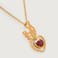 Winged Heart 14KT Gold Pink Garnet Pendant,,hi-res view 4