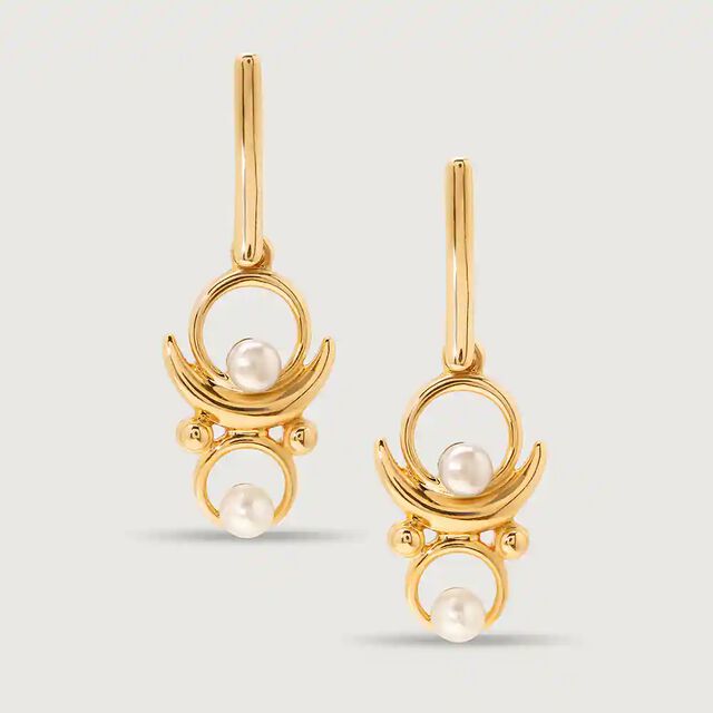Moon shadow Melody 14KT Pearl Drop Earring,,hi-res image number null
