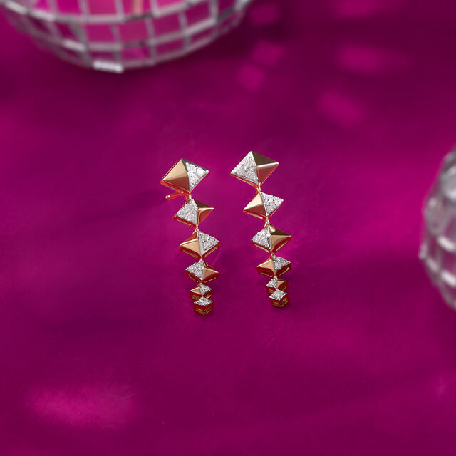 Sequin Sparkle Gold & Diamond Drop Earrings,,hi-res image number null