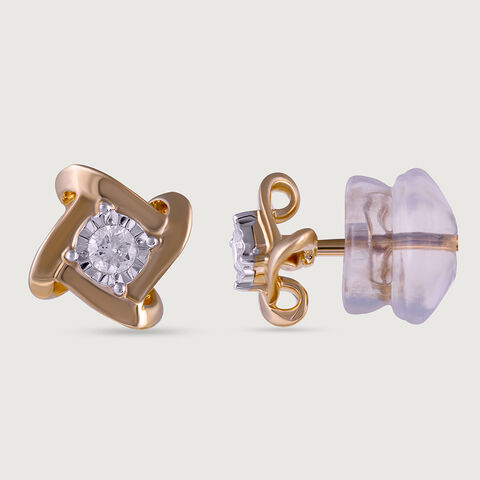 Basketry Radiance Gold and Diamond Stud Earrings
