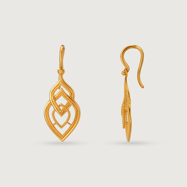 Tribal Charm 22KT Gold Drop Earrings,,hi-res image number null