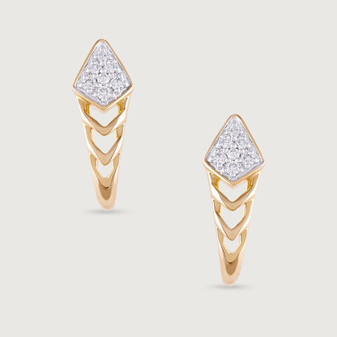 Chevron Grace Gold & Diamond Stud Earrings
