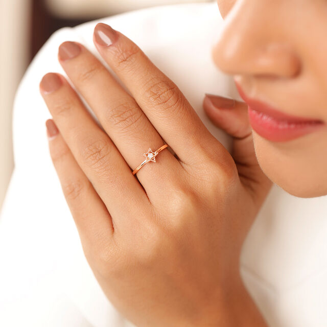 Stellar Radiance 18KT Rose Gold Diamond Finger Ring,,hi-res image number null