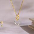 Geometric Frame Gold & Diamond Pendant,,hi-res view 1