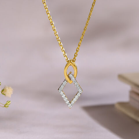 Geometric Frame Gold & Diamond Pendant