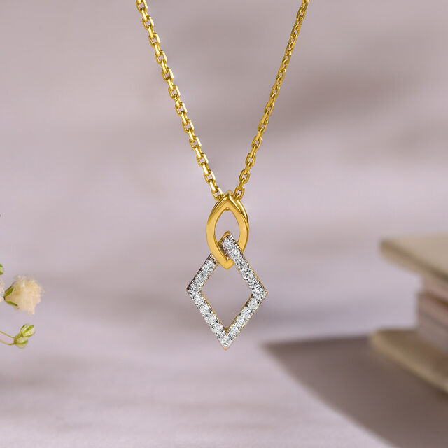 Geometric Frame Gold & Diamond Pendant,,hi-res image number null