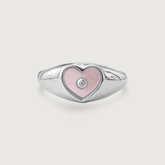 Mother of Pearl Heart Silver Ring,,hi-res image number null